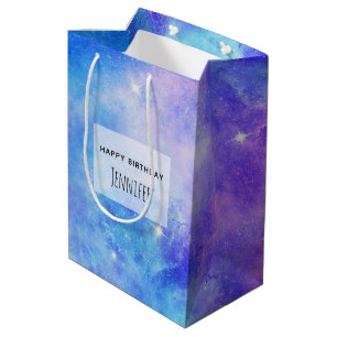 Purple and Blue Galaxy Space Abstract Birthday Medium Gift Bag