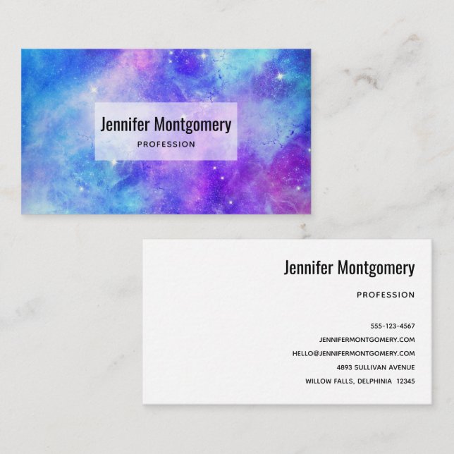 Purple and Blue Galaxy Space Abstract Business Card (Front/Back)