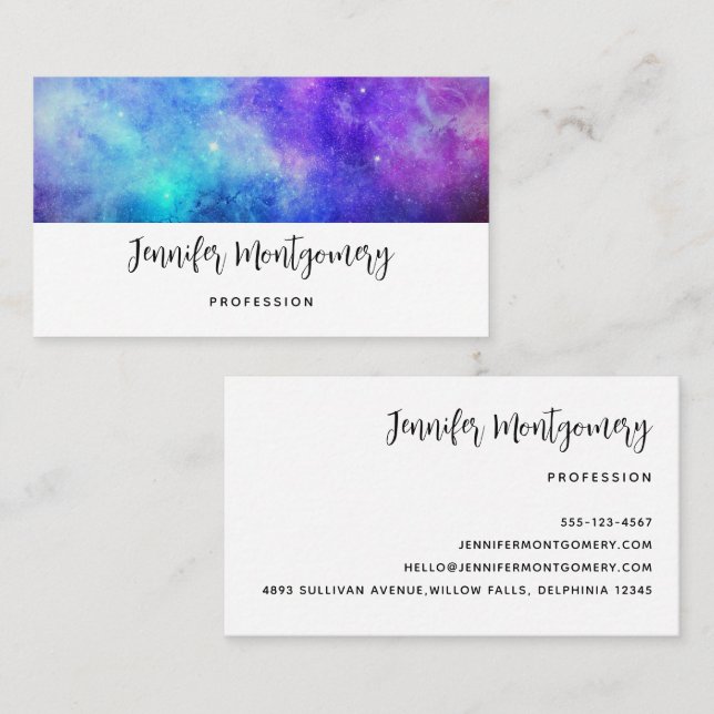 Purple and Blue Galaxy Space Abstract Business Card (Front/Back)