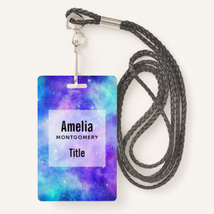 Purple and Blue Galaxy Space Abstract ID Badge
