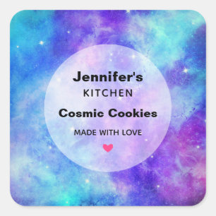 Purple and Blue Galaxy Space Abstract Kitchen Square Sticker