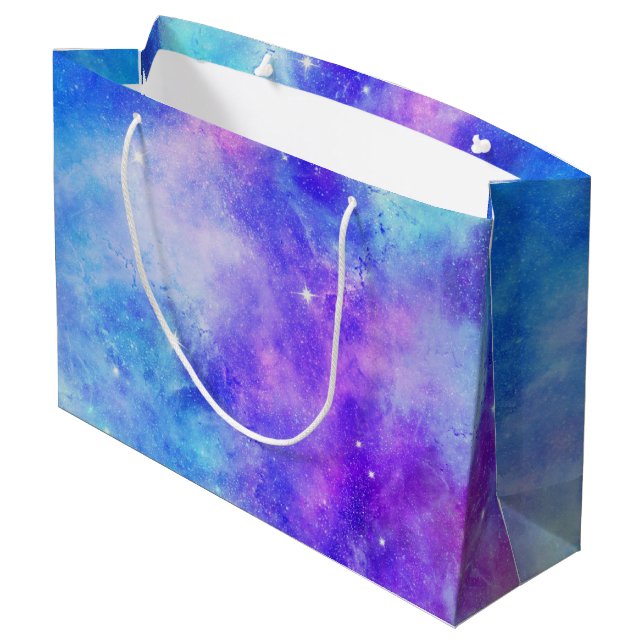 Purple and Blue Galaxy Space Abstract Large Gift Bag (Back Angled)