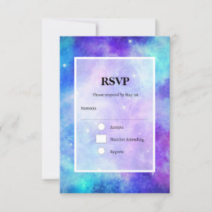 Purple and Blue Galaxy Space Abstract RSVP Card