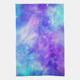 Purple and Blue Galaxy Space Abstract Tea Towel