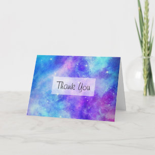 Purple and Blue Galaxy Space Abstract Thank You Card