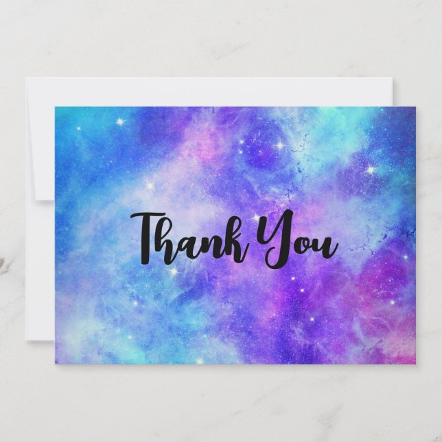 Purple and Blue Galaxy Space Abstract Thank You Card (Front)
