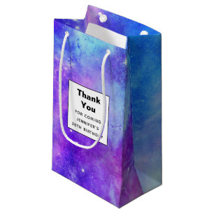 Purple and Blue Galaxy Space Birthday Thank You Small Gift Bag