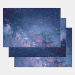Purple and Blue Galaxy Wrapping Paper Sheet