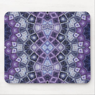Purple and Blue Geometric Kaleidoscope Pattern Mouse Mat