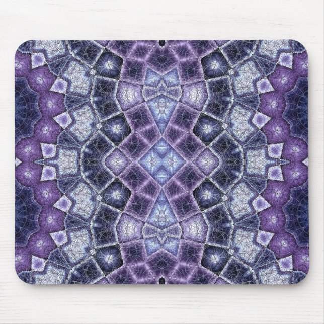 Purple and Blue Geometric Kaleidoscope Pattern Mouse Mat (Front)
