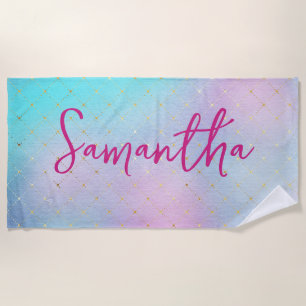 Purple and Blue Glamour Beach Towel