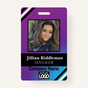 Purple and Blue Gradient Photo and Logo Badge ID Badge