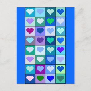 Purple and Blue Heart Squares Postcard