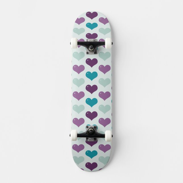 Purple and Blue Hearts Skateboard (Front)