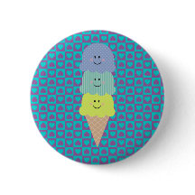 Purple and Blue Hearts with Ice Cream Cone Button