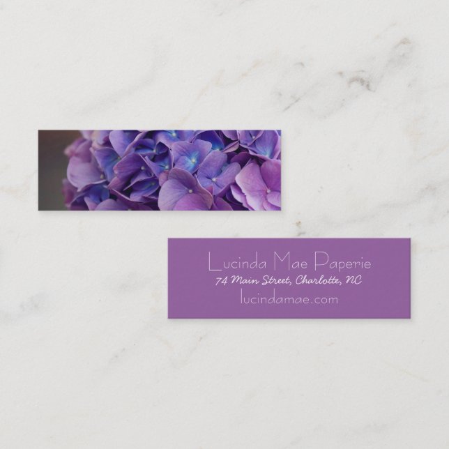 Purple and Blue Hydrangea Close Up Mini Business Card (Front/Back)