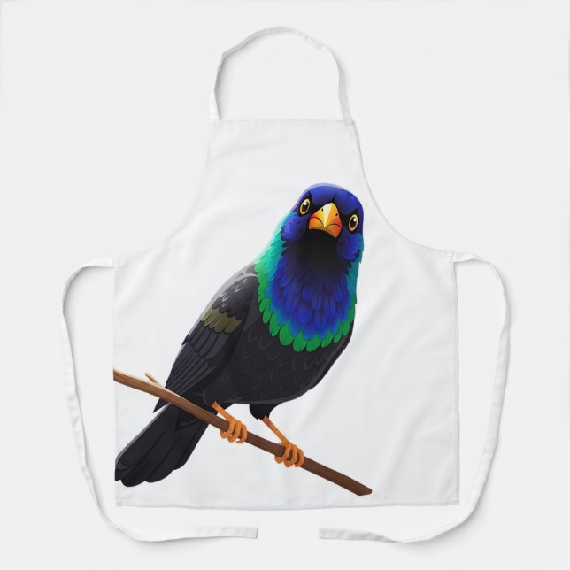 Purple and Blue Iridescent Bird  Apron (Front)
