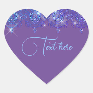 Purple and blue lace elegant sparkle heart sticker