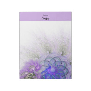 Purple and Blue Lacy Abstract Flower Design Notepad
