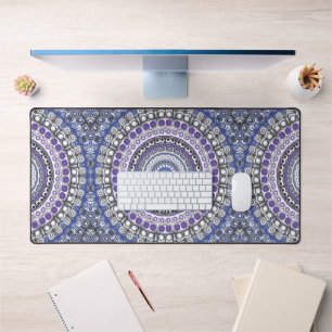 Purple and Blue Mandala Kaleidoscope Medallion Desk Mat