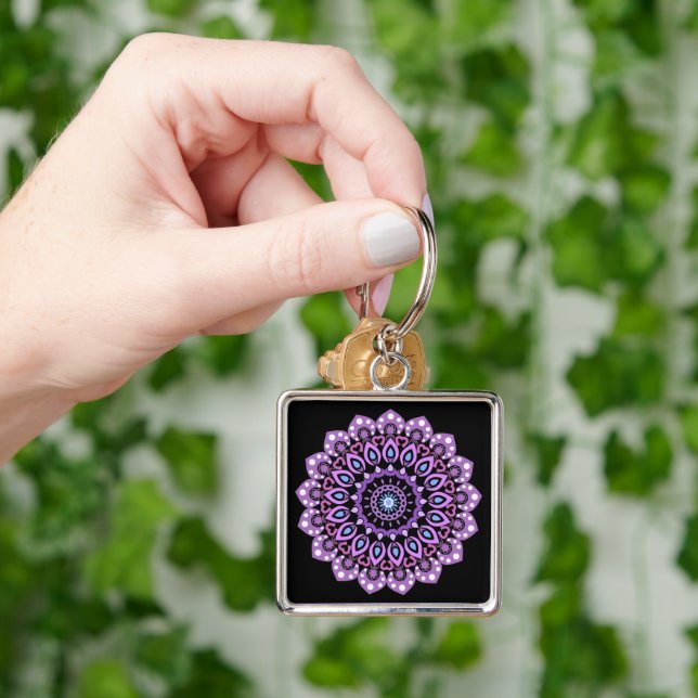 Purple And Blue Mandala Keychain (Hand)
