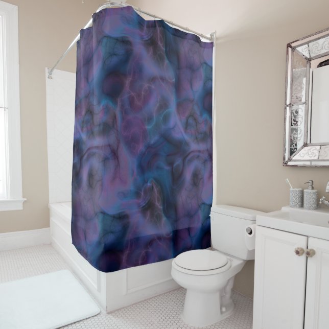 purple and blue Marble abstract Shower Curtain (In Situ)