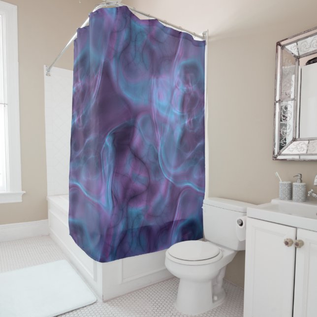 purple and blue Marble abstract Shower Curtain (In Situ)