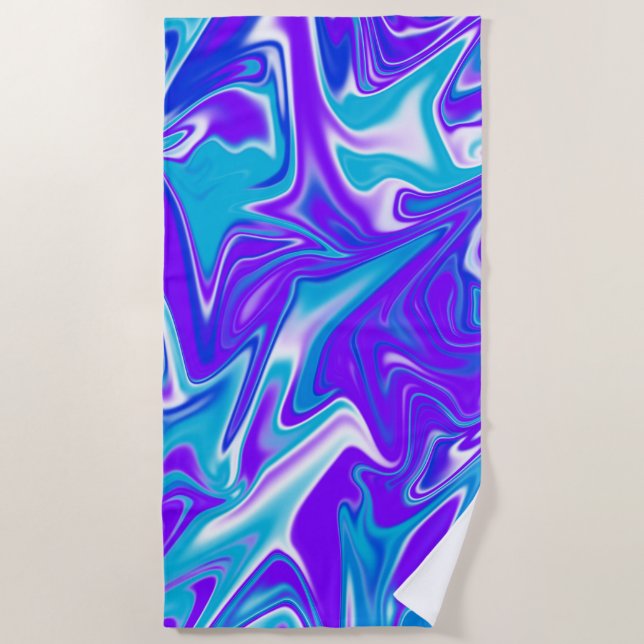 Purple And Blue Marble Design, Beach Towel (Front)