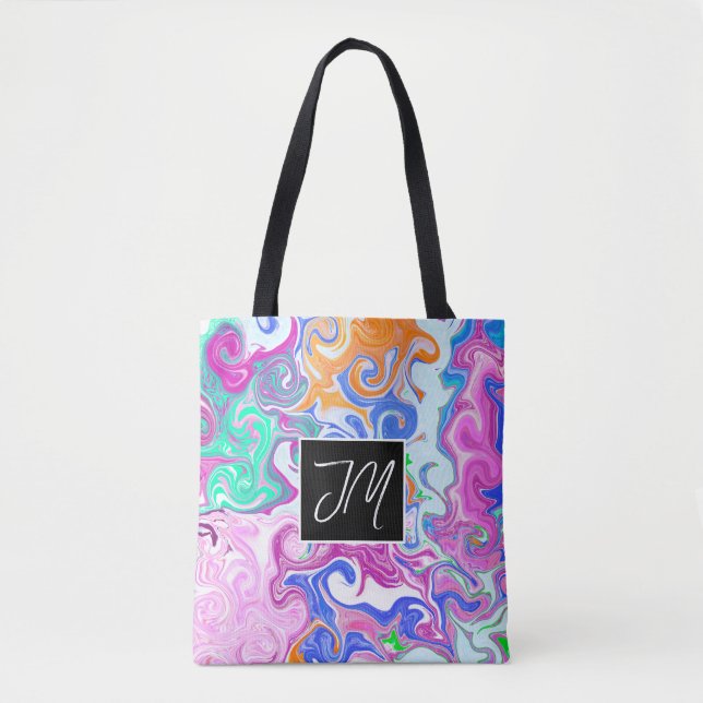 Purple and Blue Marble Fluid Art Personalised    Tote Bag (Front)