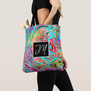 Purple and Blue Marble Fluid Art Personalised   Tote Bag
