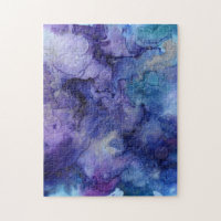 Purple and Blue Marbled Watercolor Monogrammed
