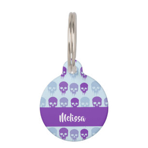 Purple and blue melting skulls pattern pet tag