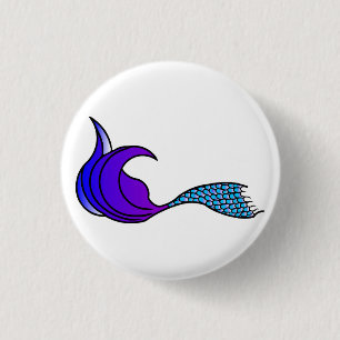 Purple and blue mermaid tail on a button