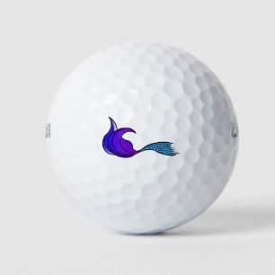 Purple and blue mermaid tail on golf balls