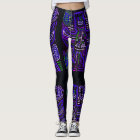 Purple and  blue Mola image Leggings