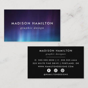 Purple and Blue Northern Lights Business Card