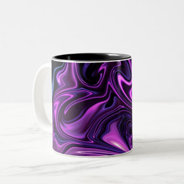 Purple and blue Oil paint mix Two-Tone Coffee Mug (Front Left)