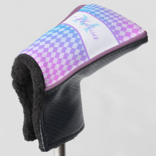 Purple and Blue Ombre Diamonds Monogrammed   Golf Head Cover