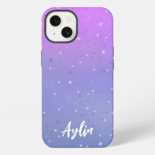Purple and Blue Ombre Gradient with Stars iPhone 13 Case