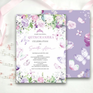 Purple and Blue Orchid Quinceañera Invitation