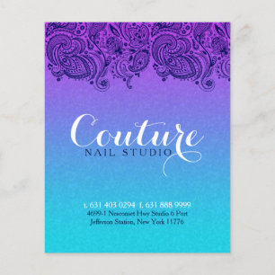 Purple And Blue Paisley Lace Nails Studio Flyer