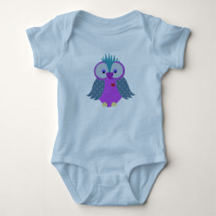 Purple and Blue Paisley Print Owl Baby Bodysuit