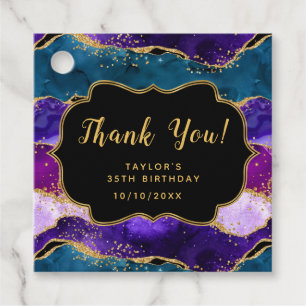 Purple and Blue Peacock Agate Birthday Thank You Favour Tags