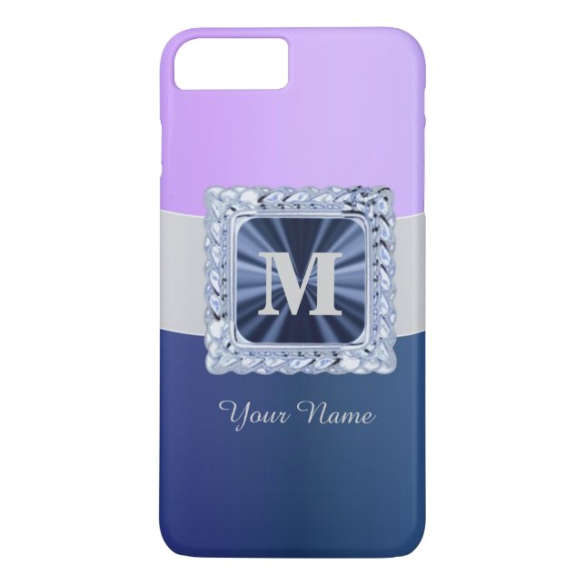 Purple and blue personalised monogram Case-Mate iPhone case (Back)