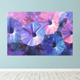 Purple and Blue Petunia Painting Abstract Wall Art