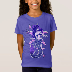 Purple And Blue Retro Pin-Up Mermaid T-Shirt
