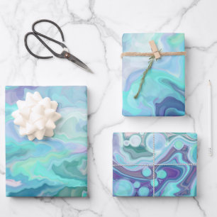 Purple and Blue Rhapsody   Abstract Art Wrapping Paper Sheet