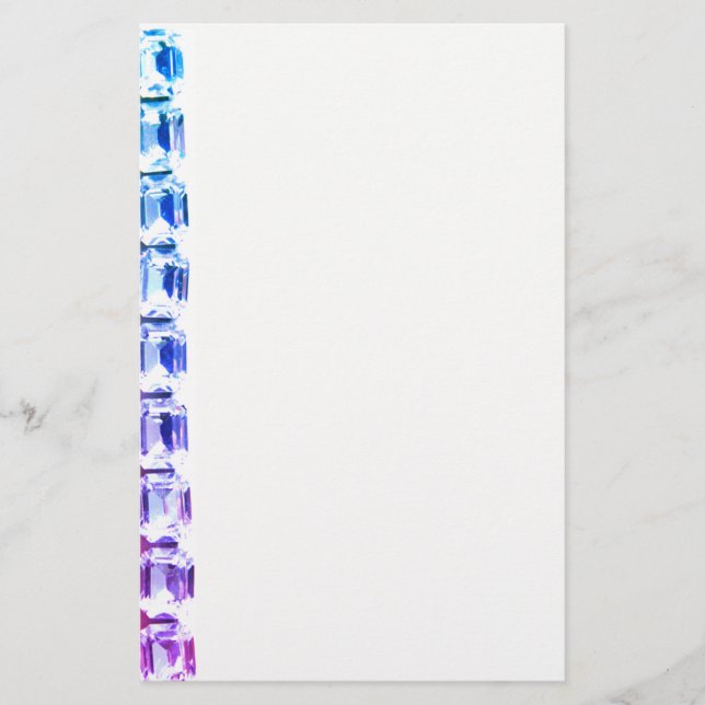 Purple and Blue Rhinestones  - vintage jewellery Stationery (Front)