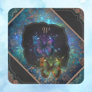 Purple and Blue Romantic Butterflies Fantasia Square Sticker