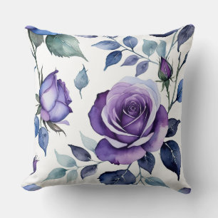Purple and Blue Rose Floral Cushion